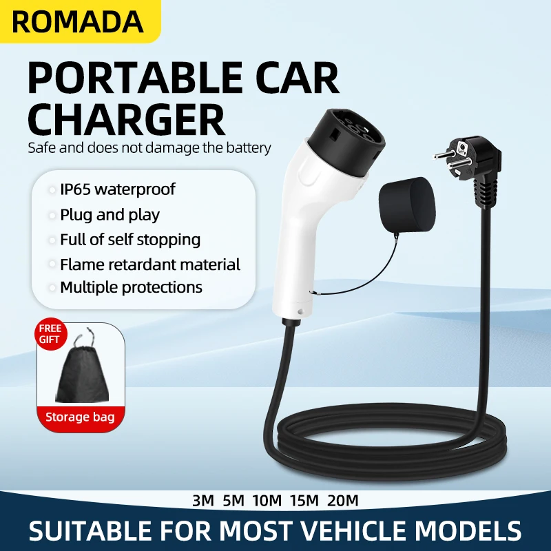 ROMADA 3.5KW 16A EV Portable C - đánh giá và giá Ev Charger Adapter